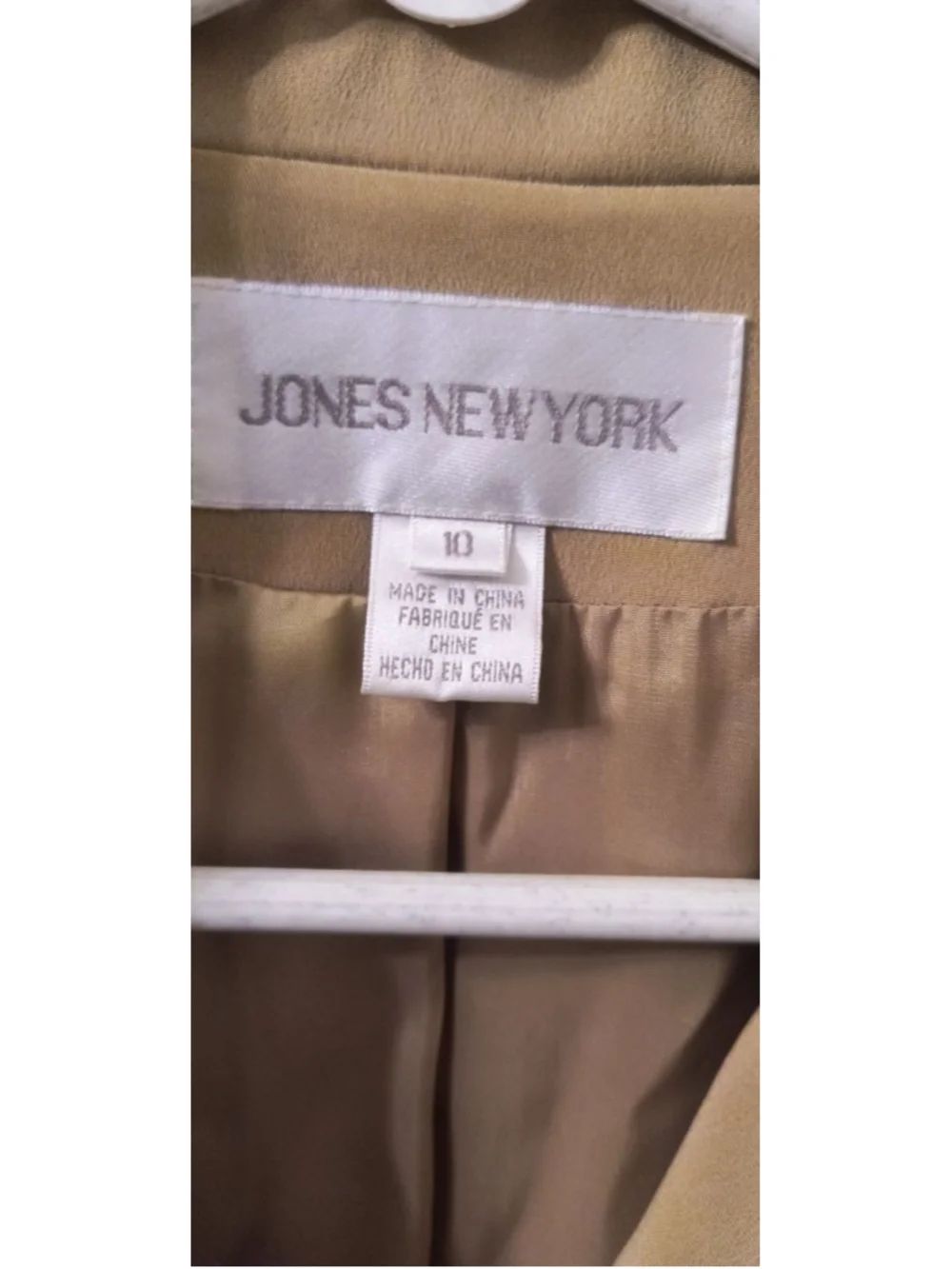 Vintage Jones New York 100% Silk Blazer Camel Double Breasted Minimalist 10